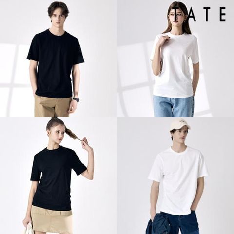 26SS TATE 테이트 오가닉 튜블러티셔츠7장(남여공용)(화이트+블랙)