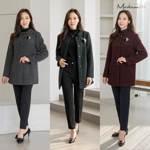 마담4060 투톤 WOOL 니트코트