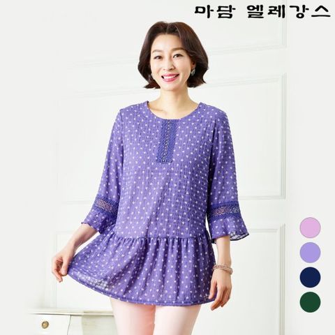 [마담엘레강스] 레이스 포인트 시어서커 블라우스 K201BL07