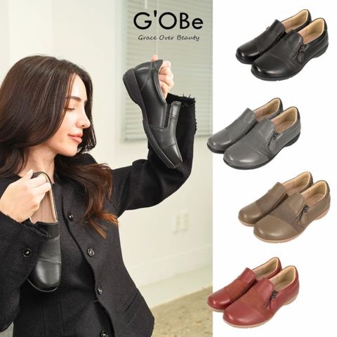 26FW 신상품 [지오베] 천연소가죽 지퍼 컴포트 슬립온