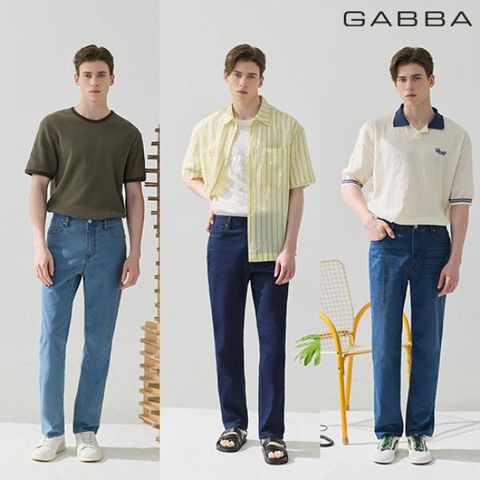 [eTV][GABBA] 가바 남성 썸머 라이크라 에어홀 데님팬츠3종