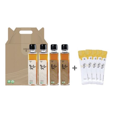 참기름의 정석 국산 참기름&들기름 세트 150ml X 4병+스틱 들기름 5매