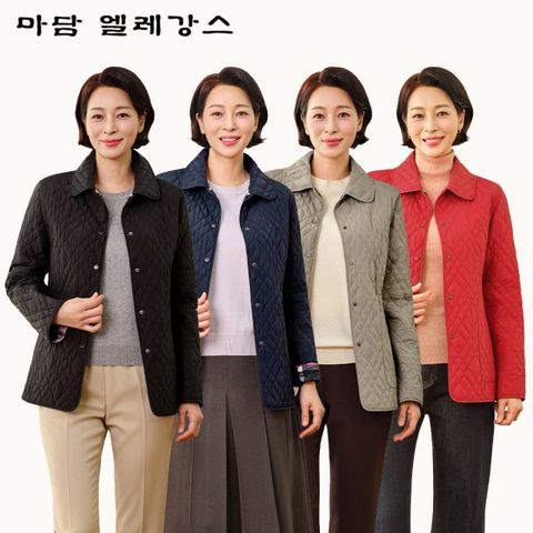 [마담엘레강스] 에이스 체크 리버시블 자수 퀼팅 자켓