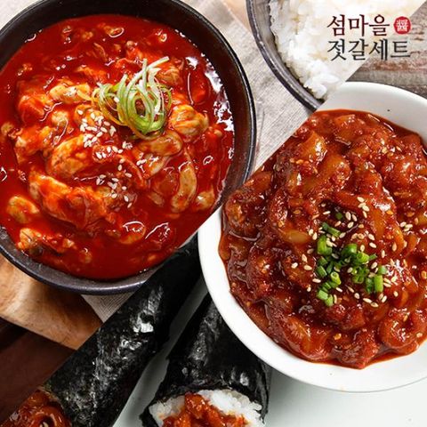 [식품명인 6호 유명근] 양념젓갈 2종세트(어리굴6+갑오징어젓3)