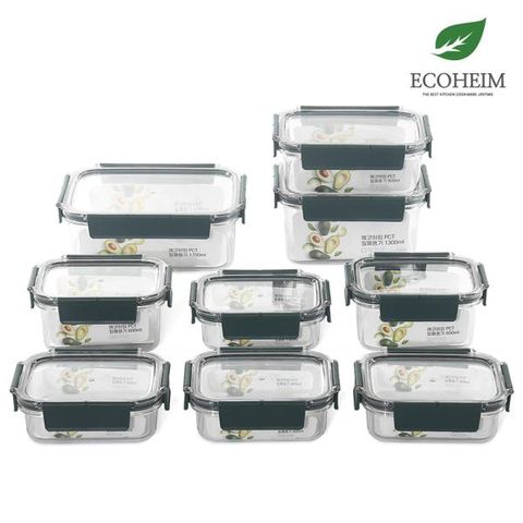 [에코하임]밀폐용기 데일리 9종(그린/화이트)