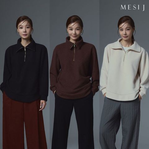 [메시제이] 포근 집업 블라우스 3종