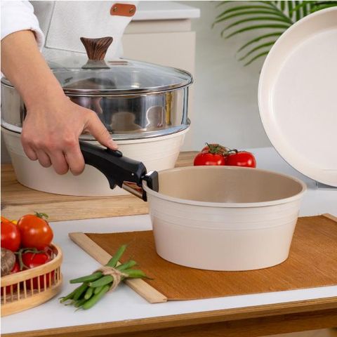 ★손잡이 분리★ 셰프리아 멀티팟 프라이팬 세트 (그린/아이보리)