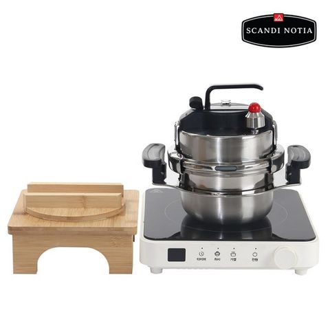 스칸디노티아 IH 압력 가마솥(1.2L/3~4인용)+인덕션+ 대나무뚜껑/받침