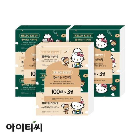 [헬로키티] 가든 티타임 뽑아쓰는 키친타월 3입×3팩