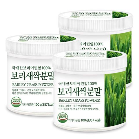 [푸른들판] 국내산 새싹보리 100% 보리새싹 분말 100gx3통