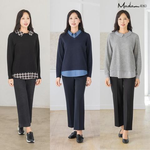 [마담4060] 니트레이어드블라우스 3종