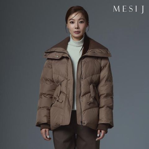 [메시제이] 니트 배색 패딩