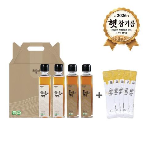 [26년] 참기름의 정석 국산 참기름+들기름 세트 150mlx4병+스틱들기름 5매
