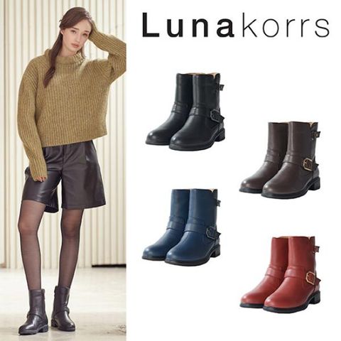 최초 2만원 인하! 고퀄리티 프리미엄 천연양가죽[루나코어스] 천연양가죽 버클스트랩 미들부츠