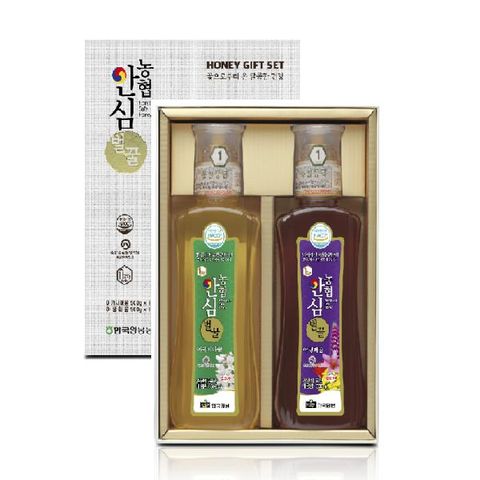 한국양봉농협 안심 선물세트 1호(아까시꽃꿀500g + 야생화꽃꿀500g)