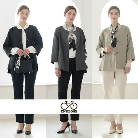 [엔드로제] 스카프 노카라 자켓