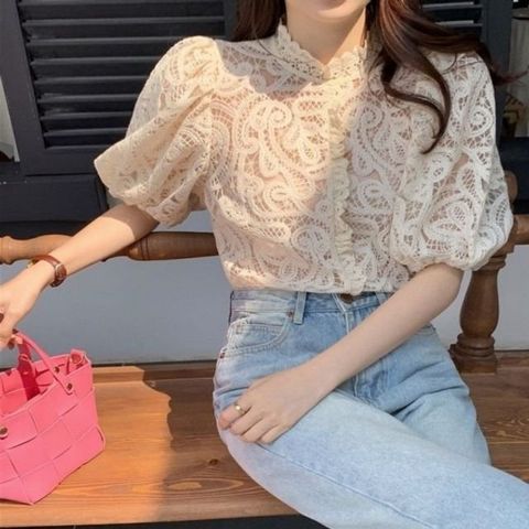 의류 블라우스 여자옷 여성블라우스 볼륨소매 퍼프레 (WD85C98)