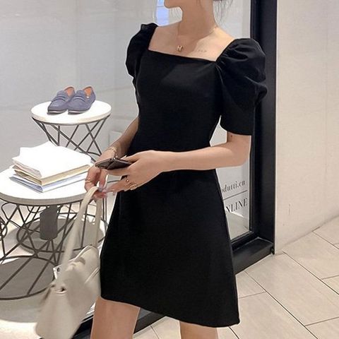 [오노마] ONM 퍼프소매 벌룬 미니 원피스 오프숄더 데