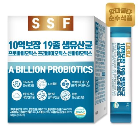 순수식품 10억보장 19종 생유산균 1박스(30포) 프로바이오틱스 프리바이오틱스 신바이오틱스 포스트바이오틱스