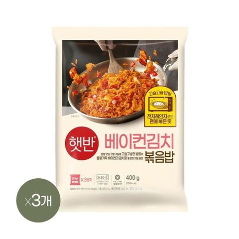 햇반 쿡반 베이컨김치볶음밥 400g x3개