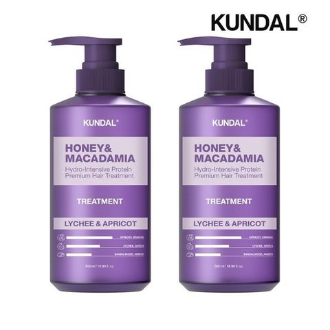 쿤달 허니 앤 마카다미아 단백질 트리트먼트 리치앤애프리콧 500ml x2개