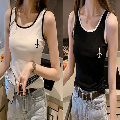 여자 데일리 자수 레이어드 이너 면 나시 티셔츠 (WA42AA1)