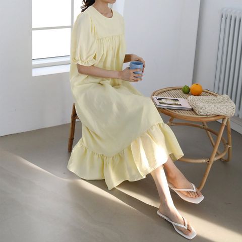 빅사이즈 205 반팔주름인견롱원피스 DWBG942