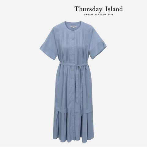 [최초가-329000원][Thursday Island] 핀턱 셔츠형 롱 원피스(T234MOP639W)
