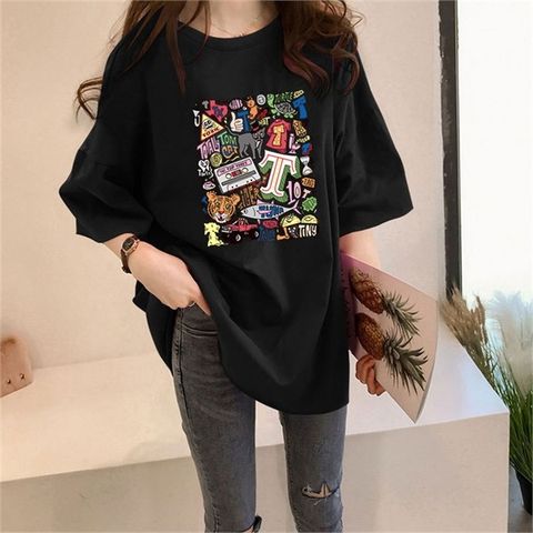 박시 반팔 티셔츠 여성 오버핏 s-06c (6799321)