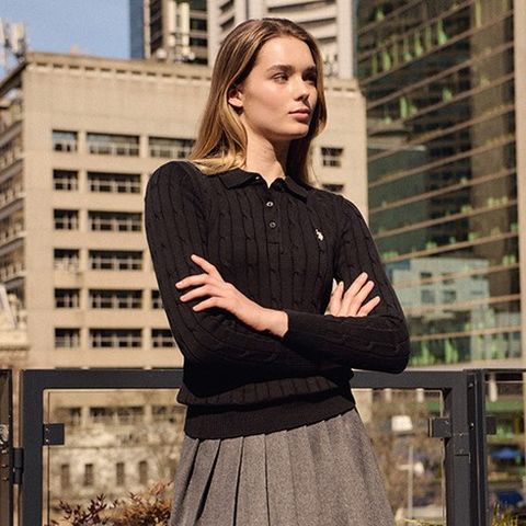 [U.S POLO ASSN.]24FW WOMENS COTTON POLO KNIT