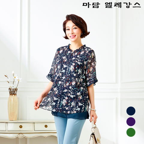 플로라 시폰 블라우스 K201BL03