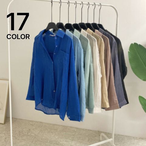 [브리치]  / 인싸템 롤업소매 거즈 여유핏 셔츠 (17color)