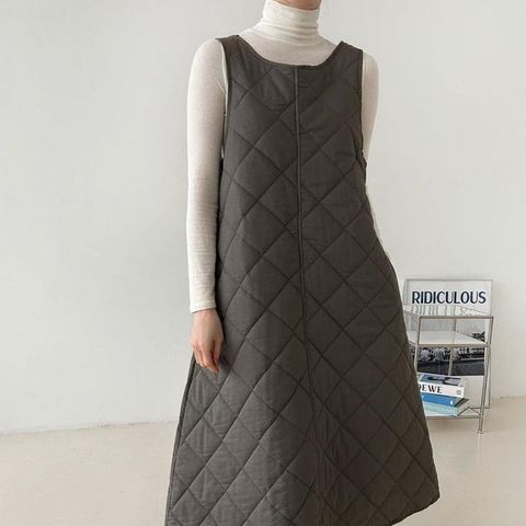 [하프클럽/여성 퀼팅 패딩원피스 민소매 누빔 A라인 롱원피스