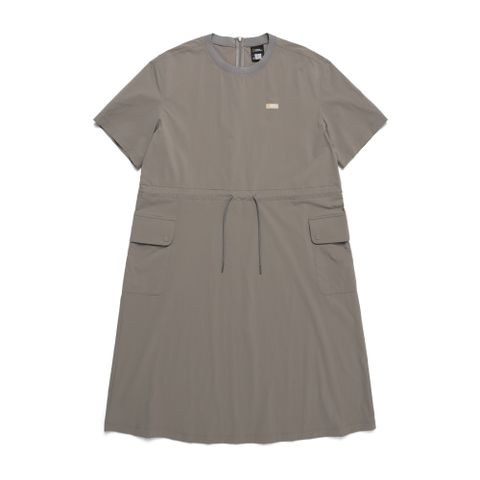 N242WOP910 데일리 경량 우븐 스트레치 라운드넥 원피스 LAUREL OAK