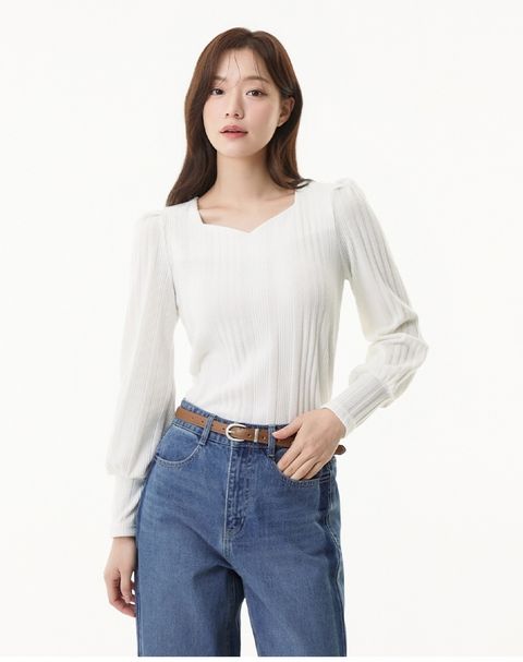 플라스틱아일랜드 골지 하트넥 니트 PR2CL331 463691