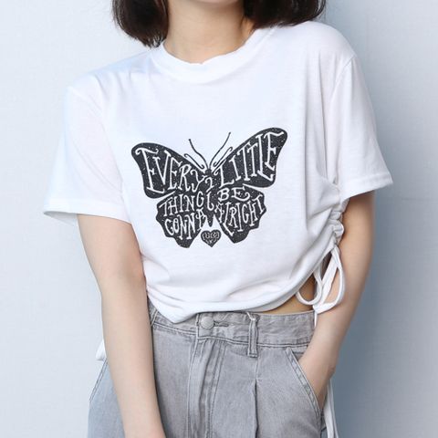 나비 스트링 반팔 크롭티