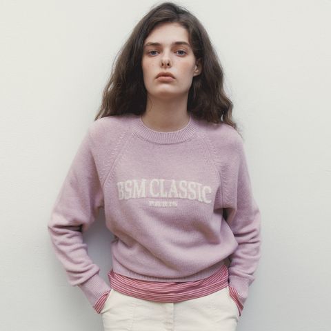 [12/26 예약배송][24FW] BSM CLASSIC KNIT PULLOVER - PINK SAND