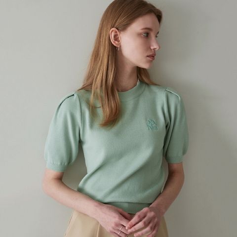 [YAN13] PUFF SLEEVE ROUND KNIT_MINT