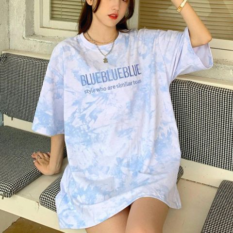에이치플러스몰 영문 베이직 물감 반발티 여자반팔티 여성반팔티 여자프린트티 반팔프린트티