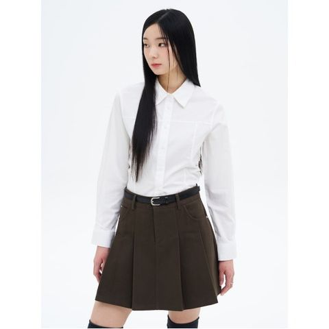 코튼피치 슬림 크롭 셔츠 - 화이트 (355164LY11)