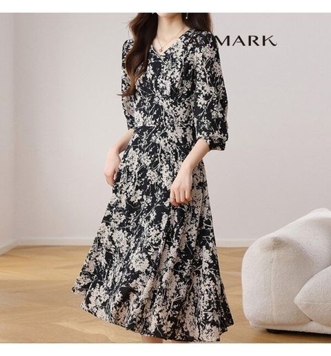 ATMARK 브이넥플로랄쉬폰원피스_AA51OP022G