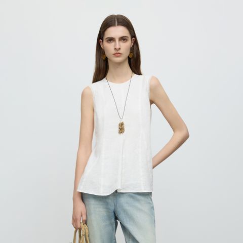 BA_Basic linen sleeveless top_WHITE