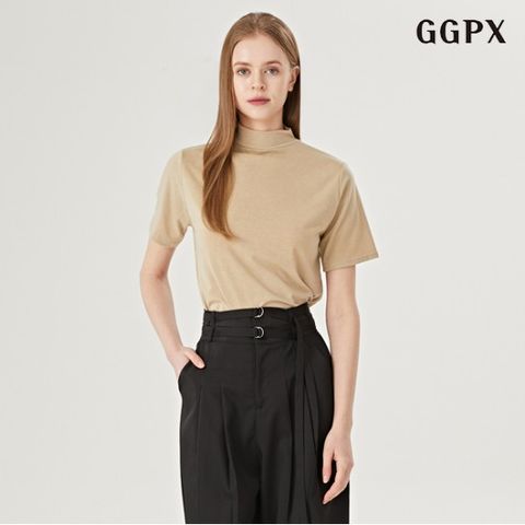 정상가:29,000원 | 모던 심플 반하이넥 루즈핏 반팔 티셔츠 (GOALW011D)