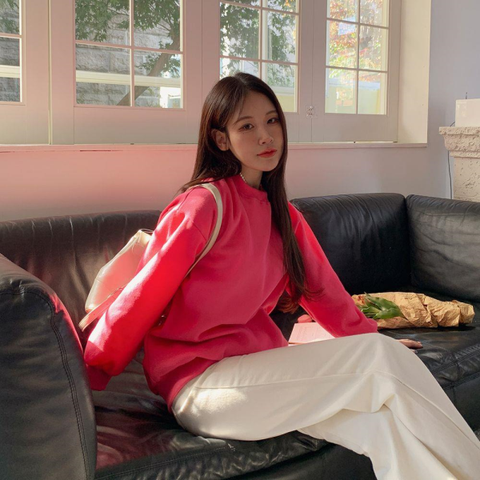 여자 민무늬 양기모 FW 6컬러 U넥 맨투맨