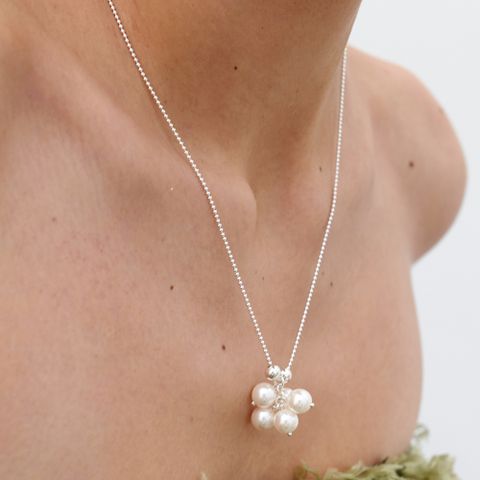 popping pearl necklace - silver