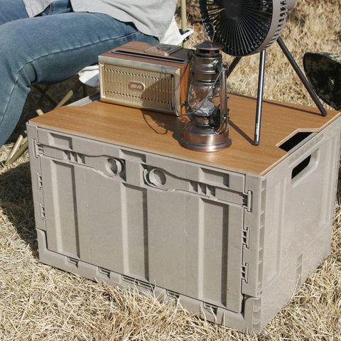 퀸마루 탱크 폴딩박스 63L-브라운 1p+MDF 상판1p 풀세트 테이블 폴딩박스 캠핑박스