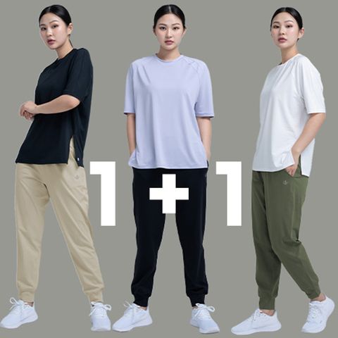 [CJ][1+1] 얼티밋기어 애슬레저 뱃살커버 여성 조거팬츠 스트레치 트레이닝복 2장세트