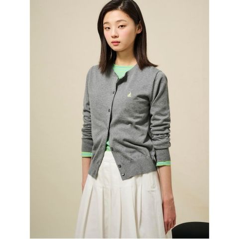 [25SS][Essential] 코튼 라운드넥 카디건  그레이 (BF515AE033)