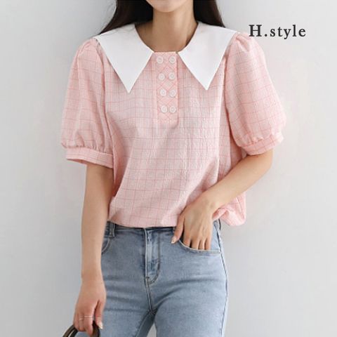H스타일WB파우더BL/여름/빅사이즈/블라우스/남방/셔츠/NB/브라우스/루즈핏/롱셔츠