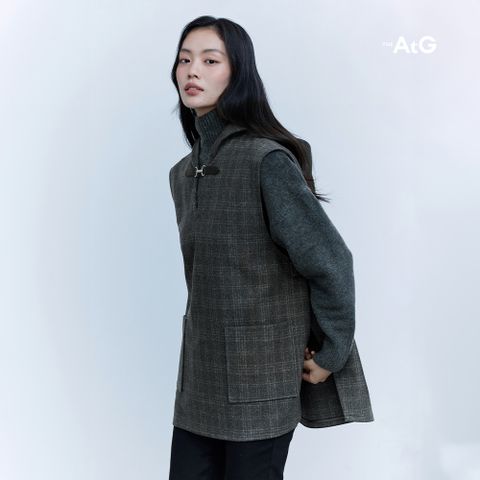 더엣지 울혼방 체크 버클 베스트